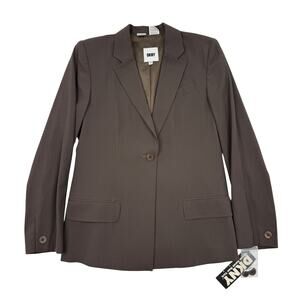 Vintage 90s DKNY Wool Blend Blazer Sz 8 Brown Pinstripe Tailored Union Made USA